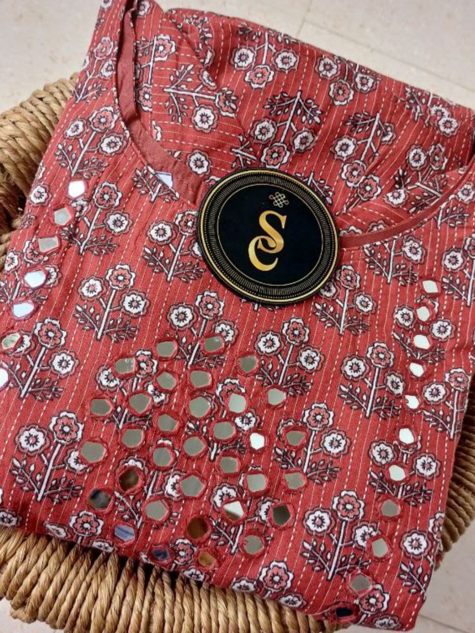 SC0002 - Panel cut cotton Anarkalis with self yoke, M and XXL sizes only available