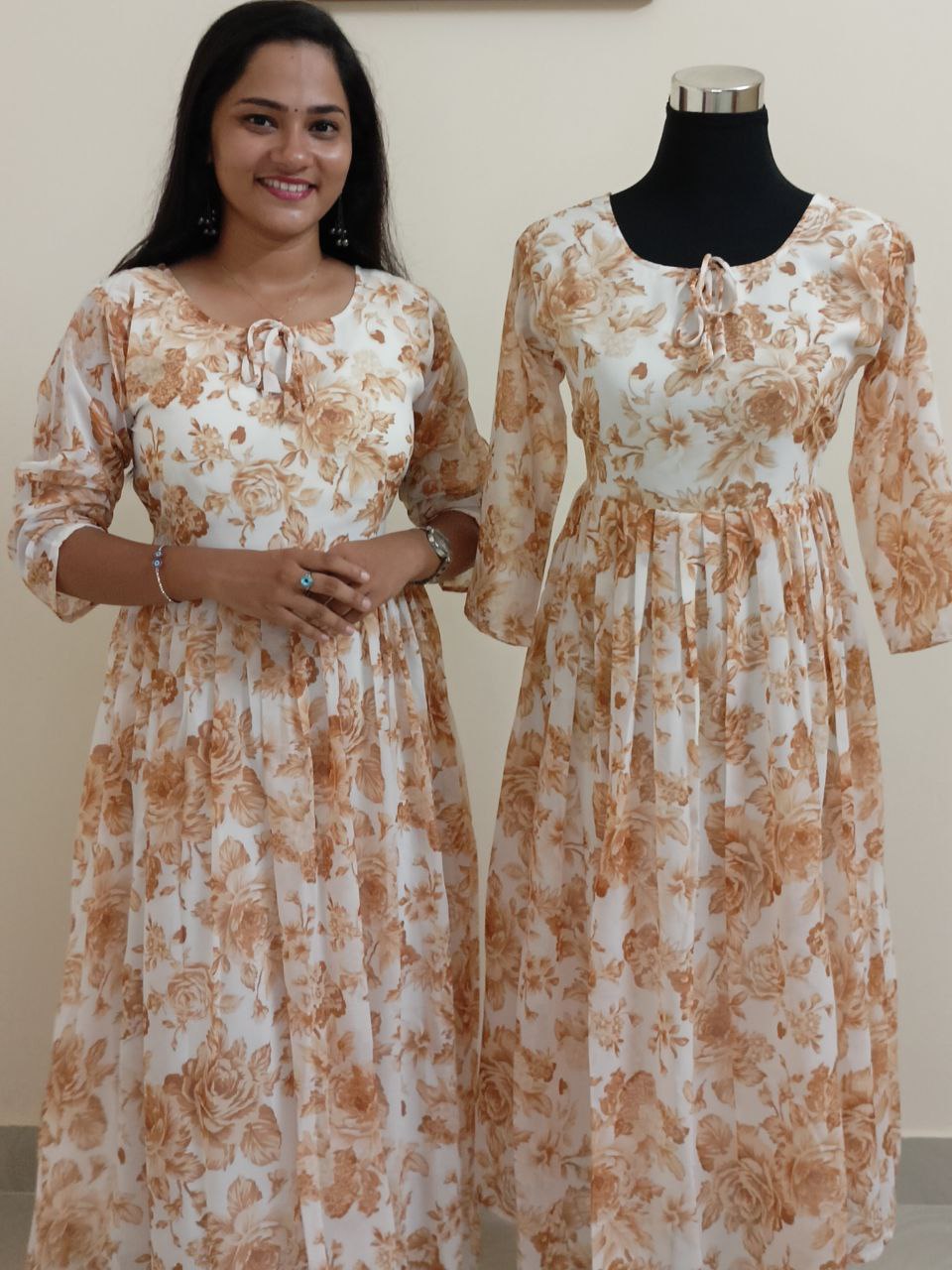 FSC1214 - Printed Georgette frock dress, M and L sizes only available