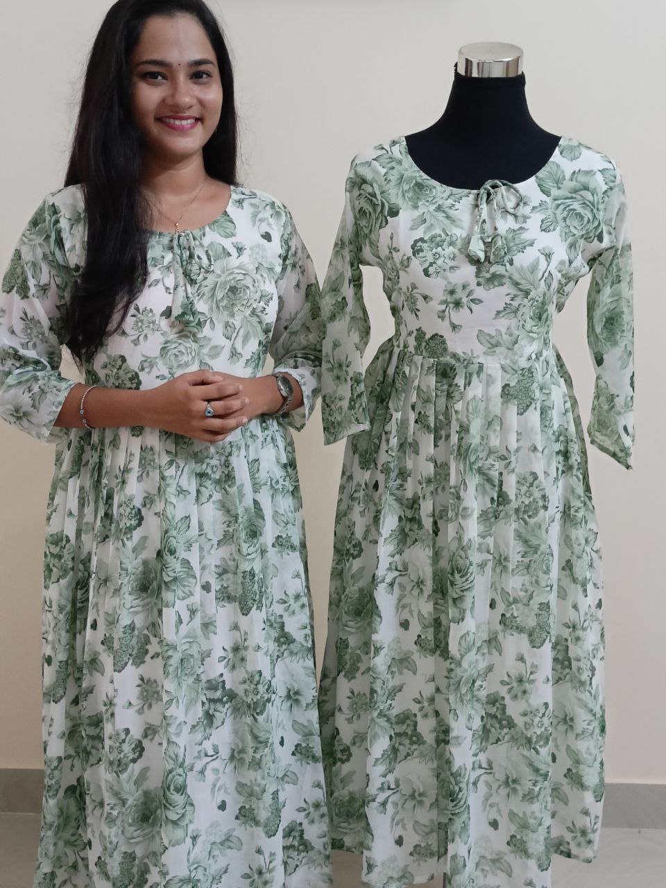 FSC1214 - Printed Georgette frock dress, M and L sizes only available