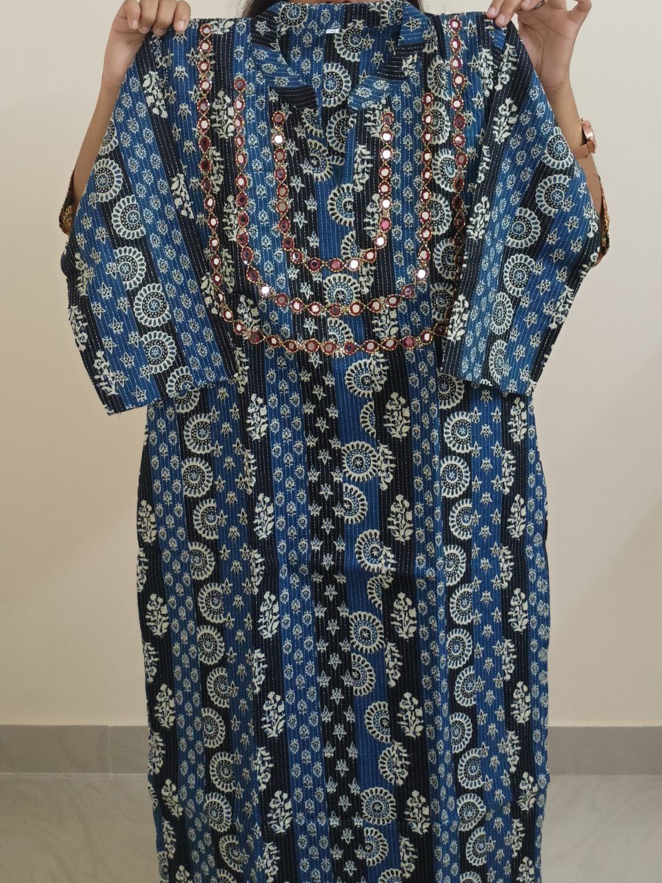 SC1217 - Kantha Cotton Collar neck kurtis, XXL size only available