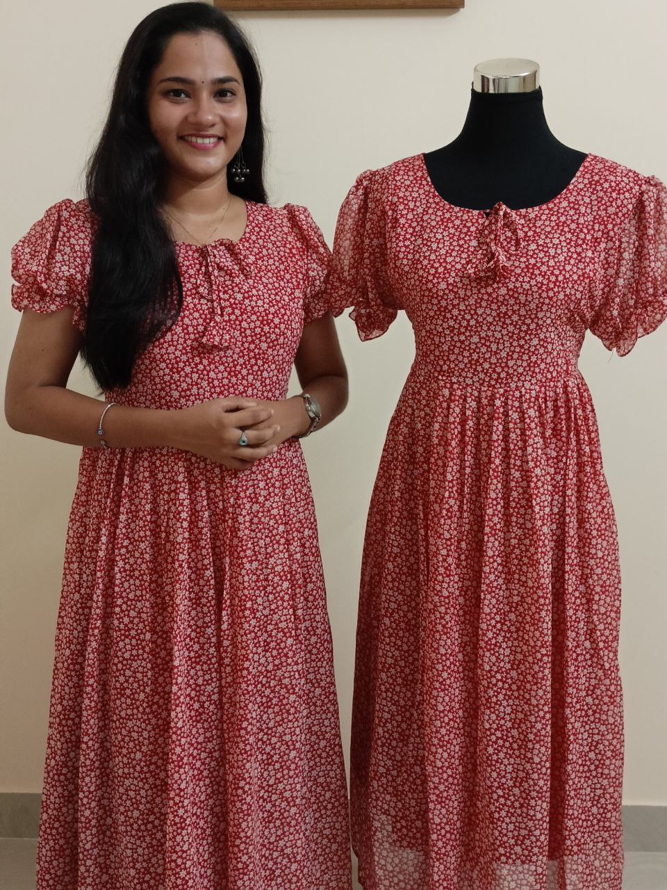 SF01 - Printed Georgette feeding frock, L and XXL sizes only available