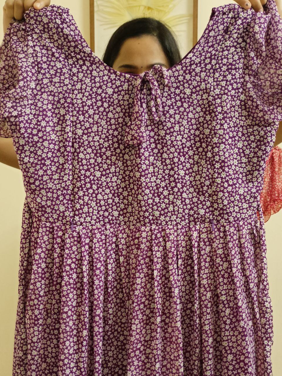 SF01 - Printed Georgette feeding frock, L and XXL sizes only available