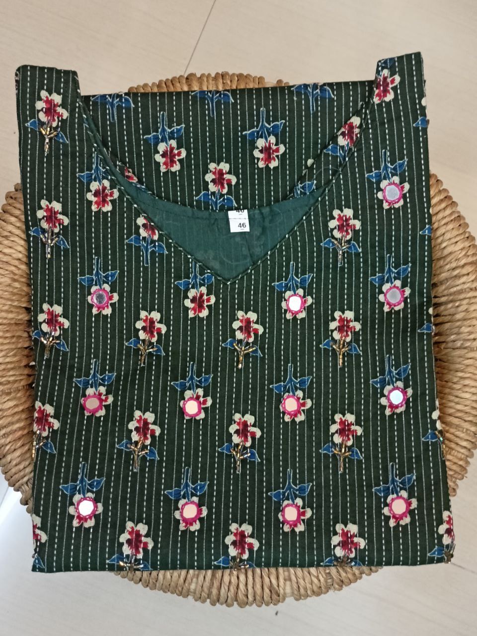 SC2298 - Plus size kantha cotton kurtis, XXL size only available