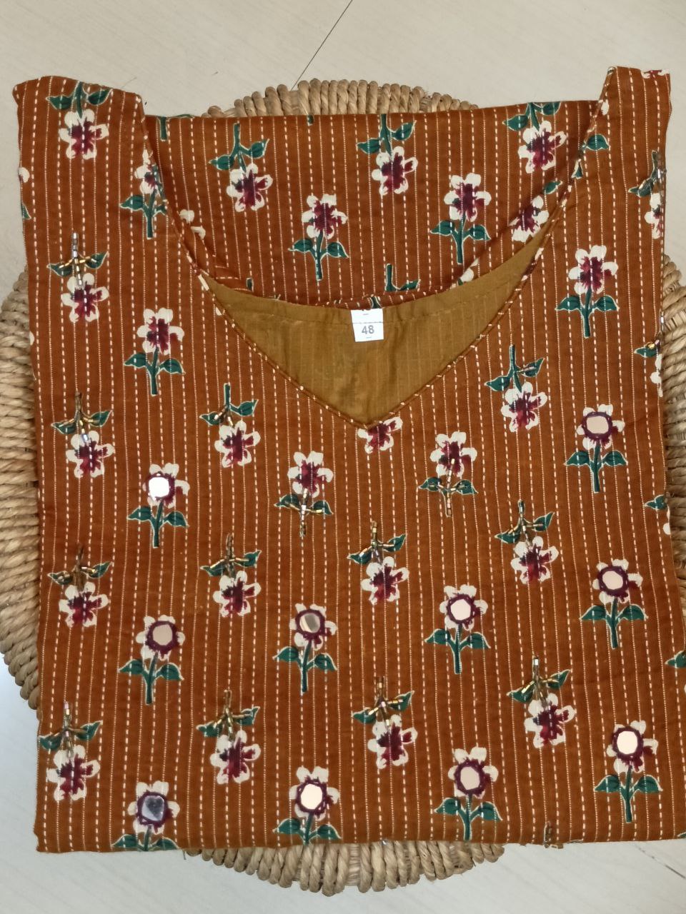 SC2300 - Plus size Kantha cotton kurtis, XXL size only available