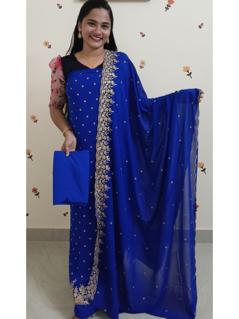 SC2718 - Premium Party wear Georgette Salwar materials, Royal blue shade
