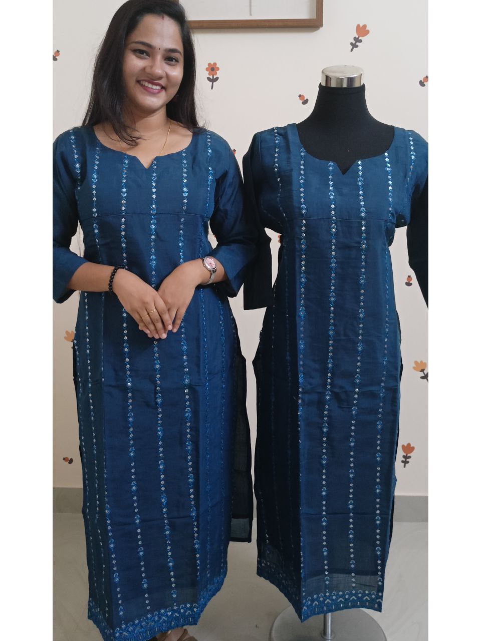 SC2885 - Premium Mul Chanderi Party wears, Cobalt Blue shade