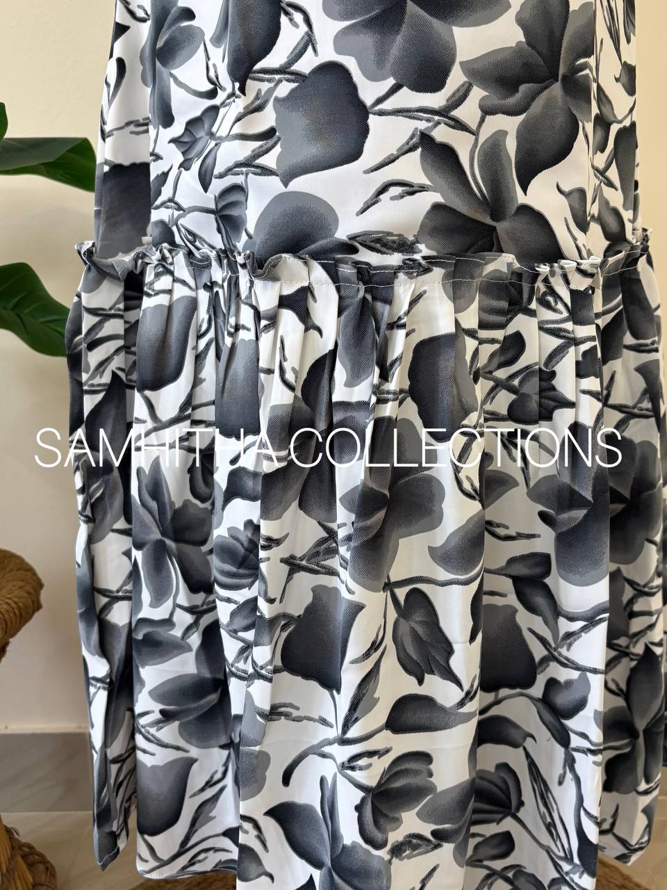 SC3073 - Premium Printed Georgette Frock Dress, White colour