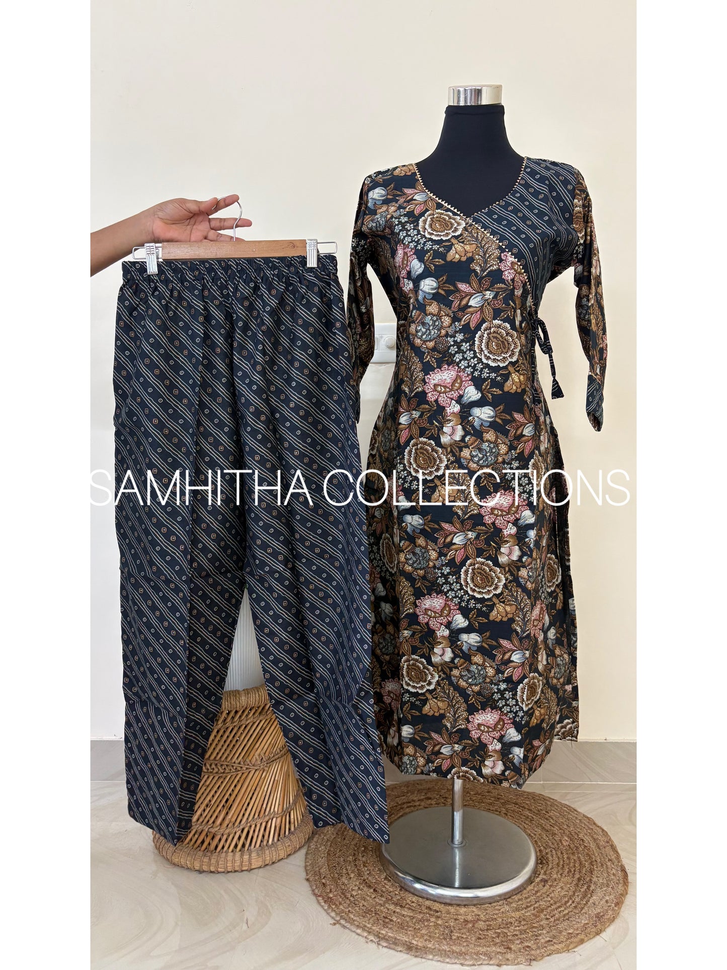 SC3185 - Premium Vertical Fabric co-ord sets with gottapatti lace highlights, Peacock green  colour