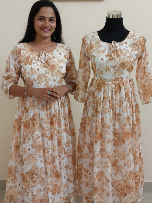 FSC1214 - Printed Georgette frock dress, M and  L sizes only available