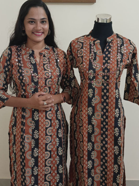 SC1217 - Kantha Cotton Collar neck kurtis, XXL size only available