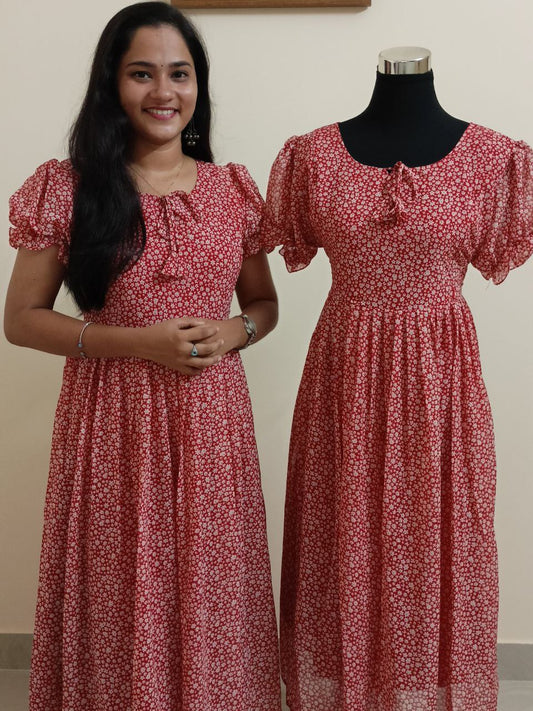 SF01 - Printed Georgette feeding frock, L and XXL sizes only available
