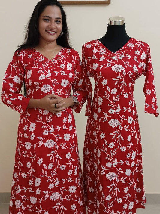 SC2274 - Christmas special Aline kurtis, M, XL and XXL sizes only available