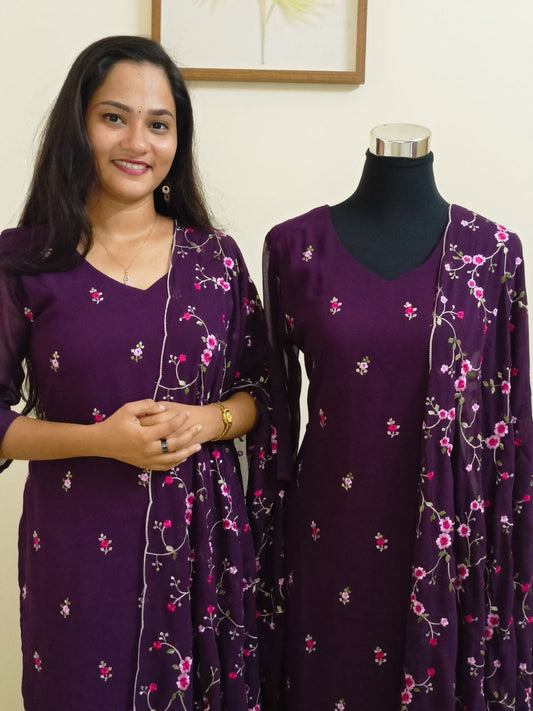 SC2320 - Georgette Embroidered 3 piece sets, L size only available