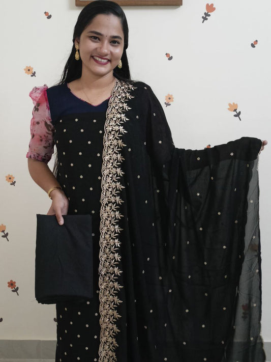 SC2716 - Premium Party wear Georgette Salwar materials, Jet Black shade