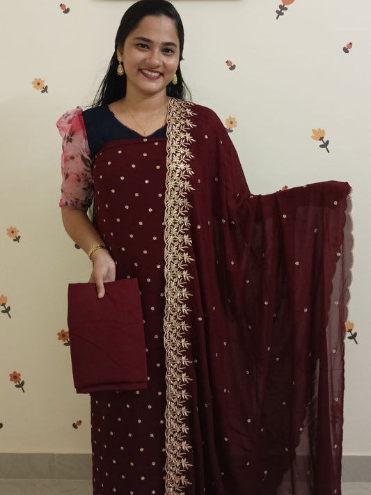 SC2715 - Premium Party wear Georgette Salwar materials, Burgundy Maroon shade