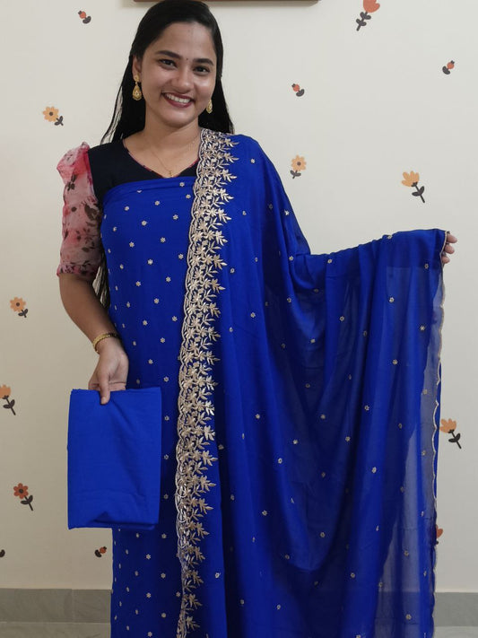SC2718 - Premium Party wear Georgette Salwar materials, Royal blue shade