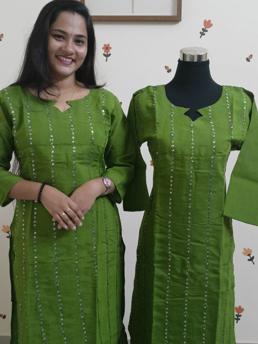 SC2877 - Premium Mul Chanderi Party wears, Mehendi Green shade