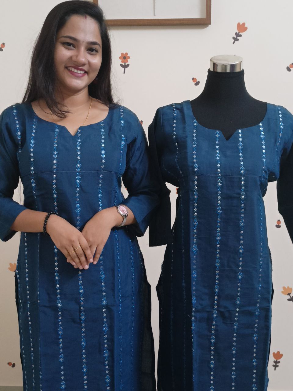 SC2885 - Premium Mul Chanderi Party wears, Cobalt Blue shade