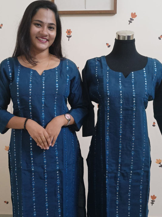 SC2885 - Premium Mul Chanderi Party wears, Cobalt Blue shade