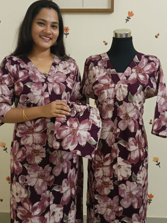 SC2927 - Super comfy Premium Rayon Co-ord sets, Wine colour