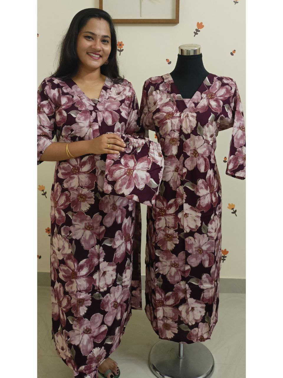 SC2927 - Super comfy Premium Rayon Co-ord sets, Wine colour
