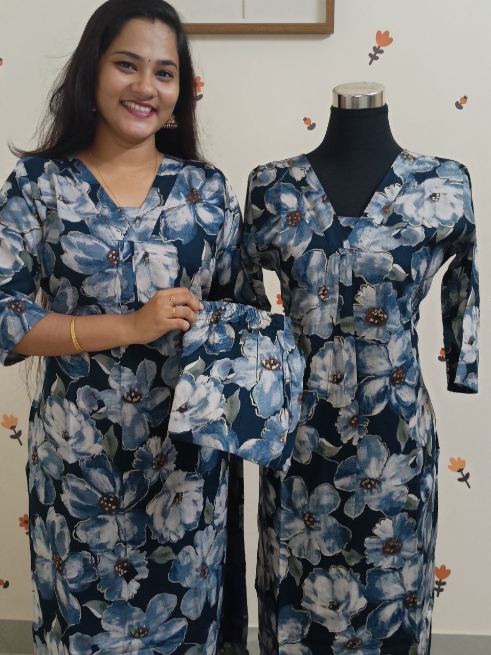 SC2931 - Super comfy Premium Rayon Co-ord sets, Blue colour