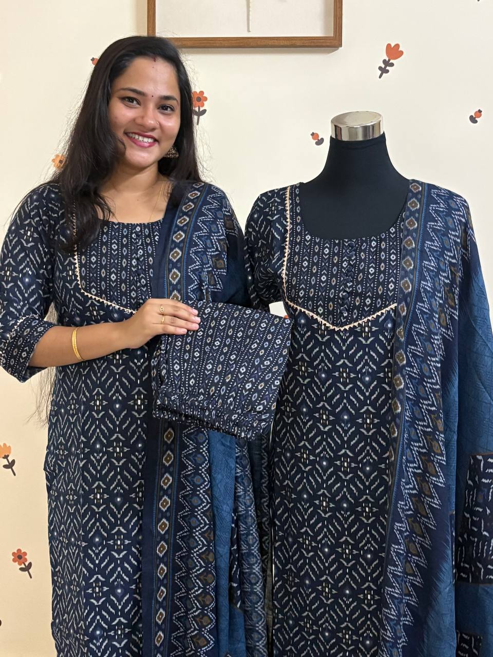 SC3015 - Soft cotton 3 piece salwar sets, Blue colour