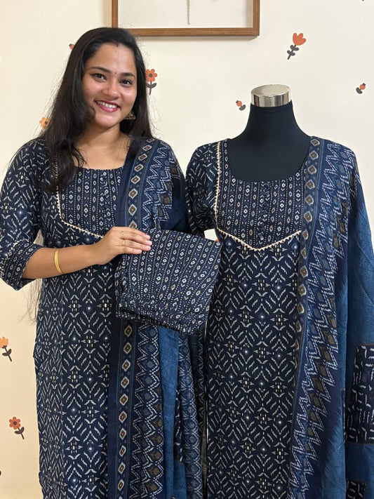 SC3015 - Soft cotton 3 piece salwar sets, Blue colour