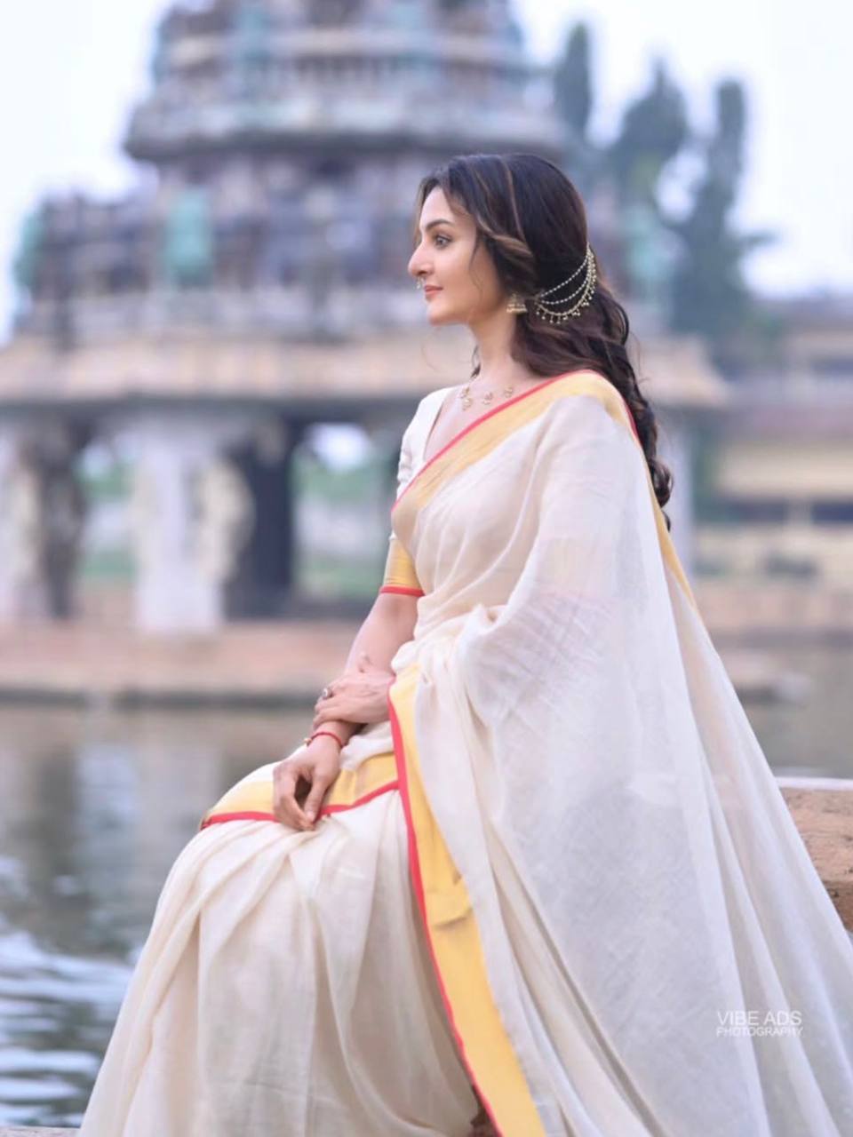 STSC07 - Manju warrier inspired 120 count premium Mulcotton saree, Sandal shade with red and golden jeri border, Pre booking open now, dispatch within 10 working days