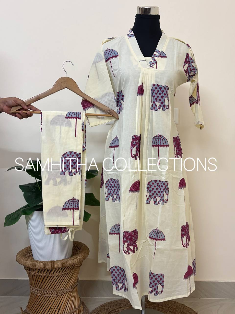 SC3042 - Traditional Printed co-ord sets, Purple & Pale blue colour, Prebooking open now, Dispatch within 5-10 working days