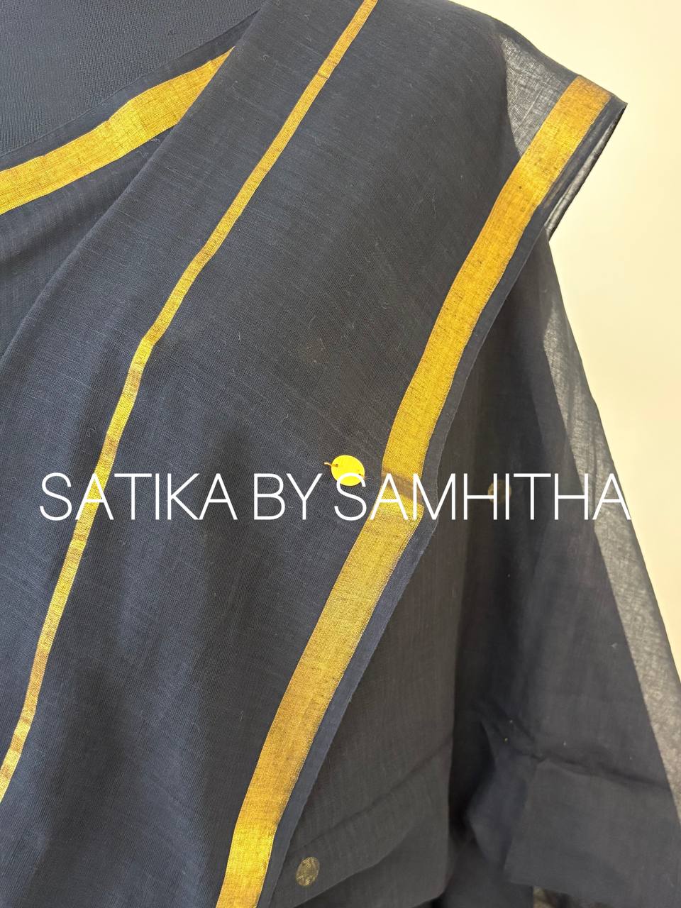 STSC14 - 🖤 Premium 120 Count Pure Mulcotton Saree with Ginis, Black shade
