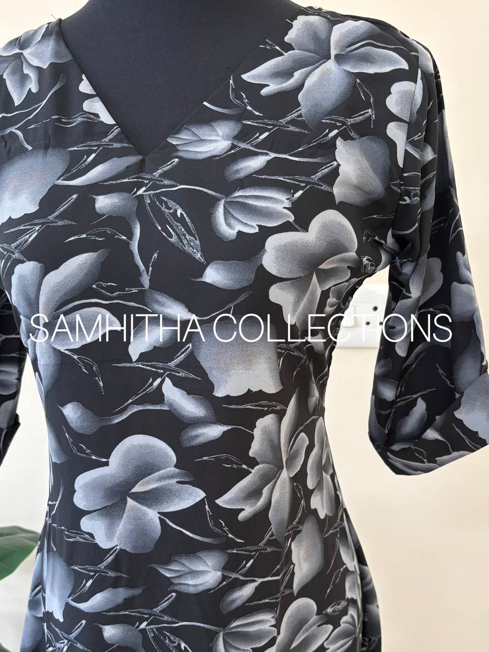 SC3069 - Premium Printed Georgette Frock Dress, Black colour