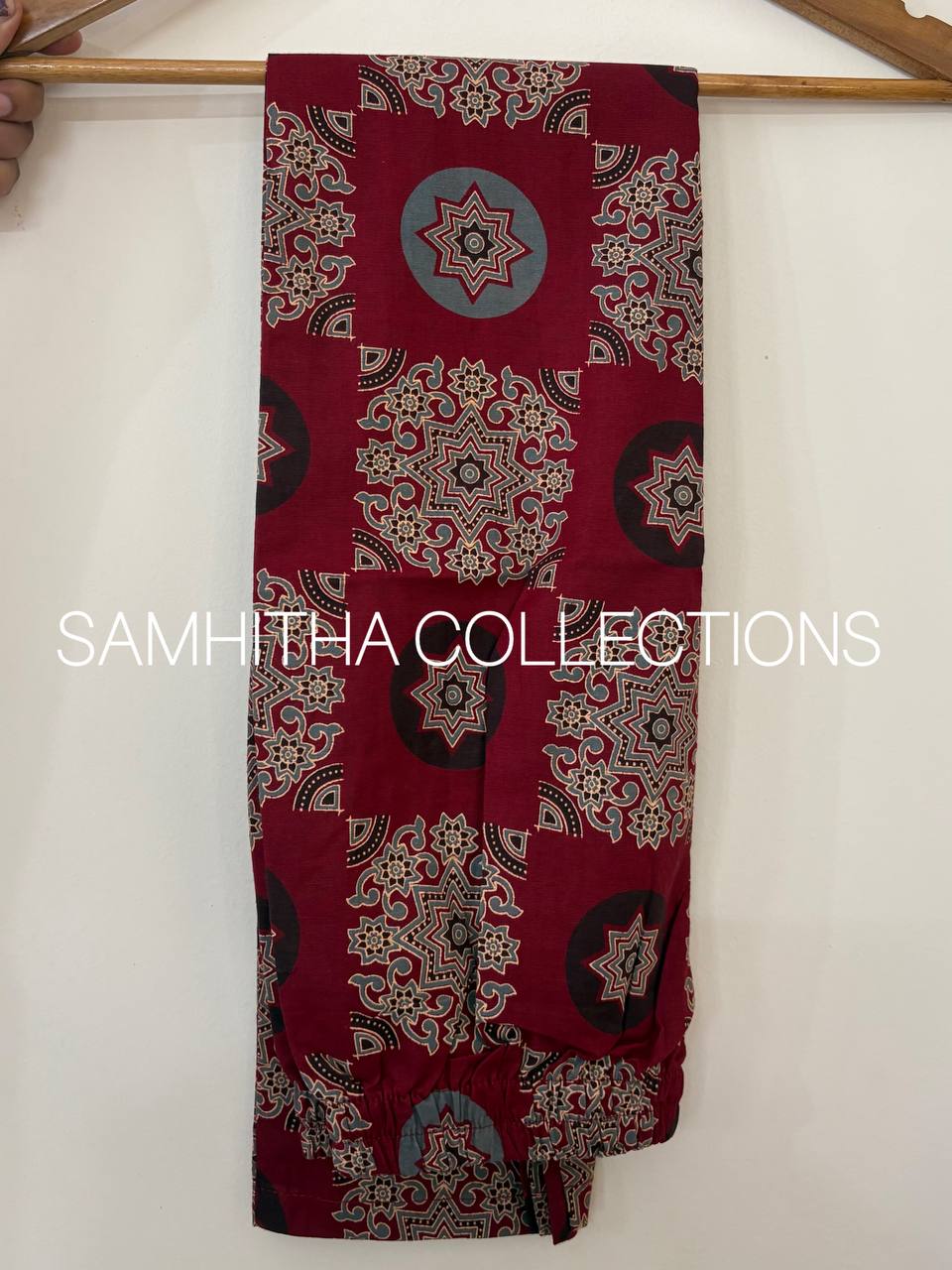 SC3104 - Premium Ajrakh-Print Cotton Co-ord Set – Effortless Elegance, Reddish maroon colour