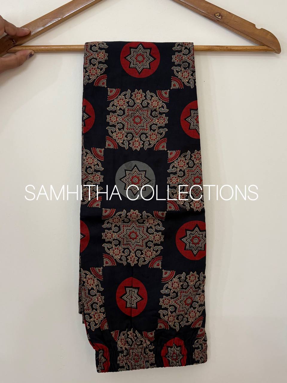 SC3109 - Premium Ajrakh-Print Cotton Co-ord Set – Effortless Elegance, Charcoal Black colour