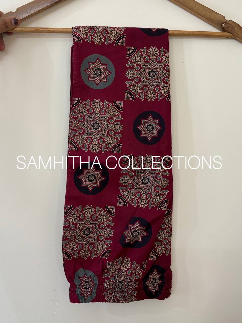 SC3114 - Premium Ajrakh-Print Cotton Co-ord Set – Effortless Elegance, Purplish maroon colour