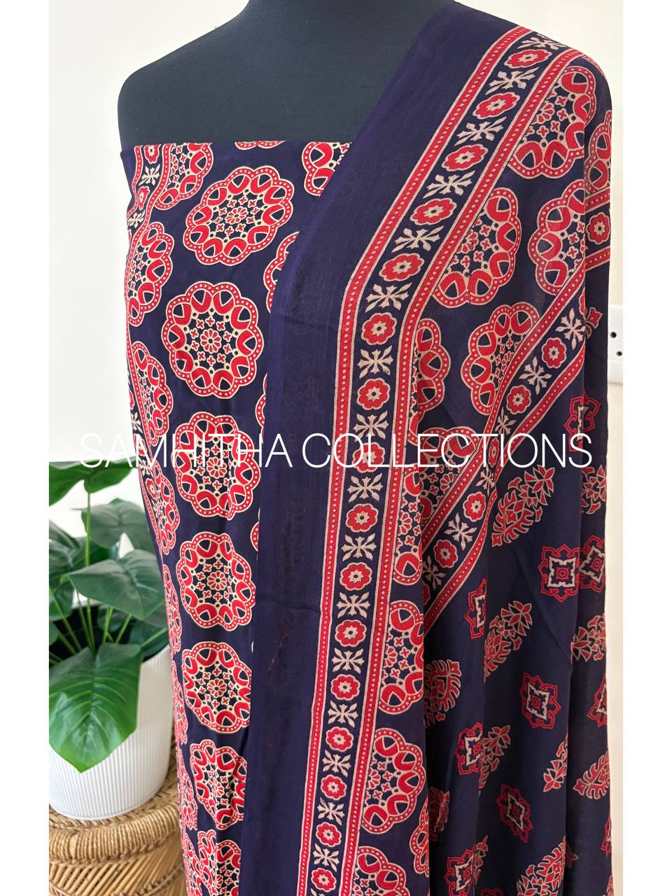 SC3130 - Cotton Rayon Salwar materials, Midnight blue colour