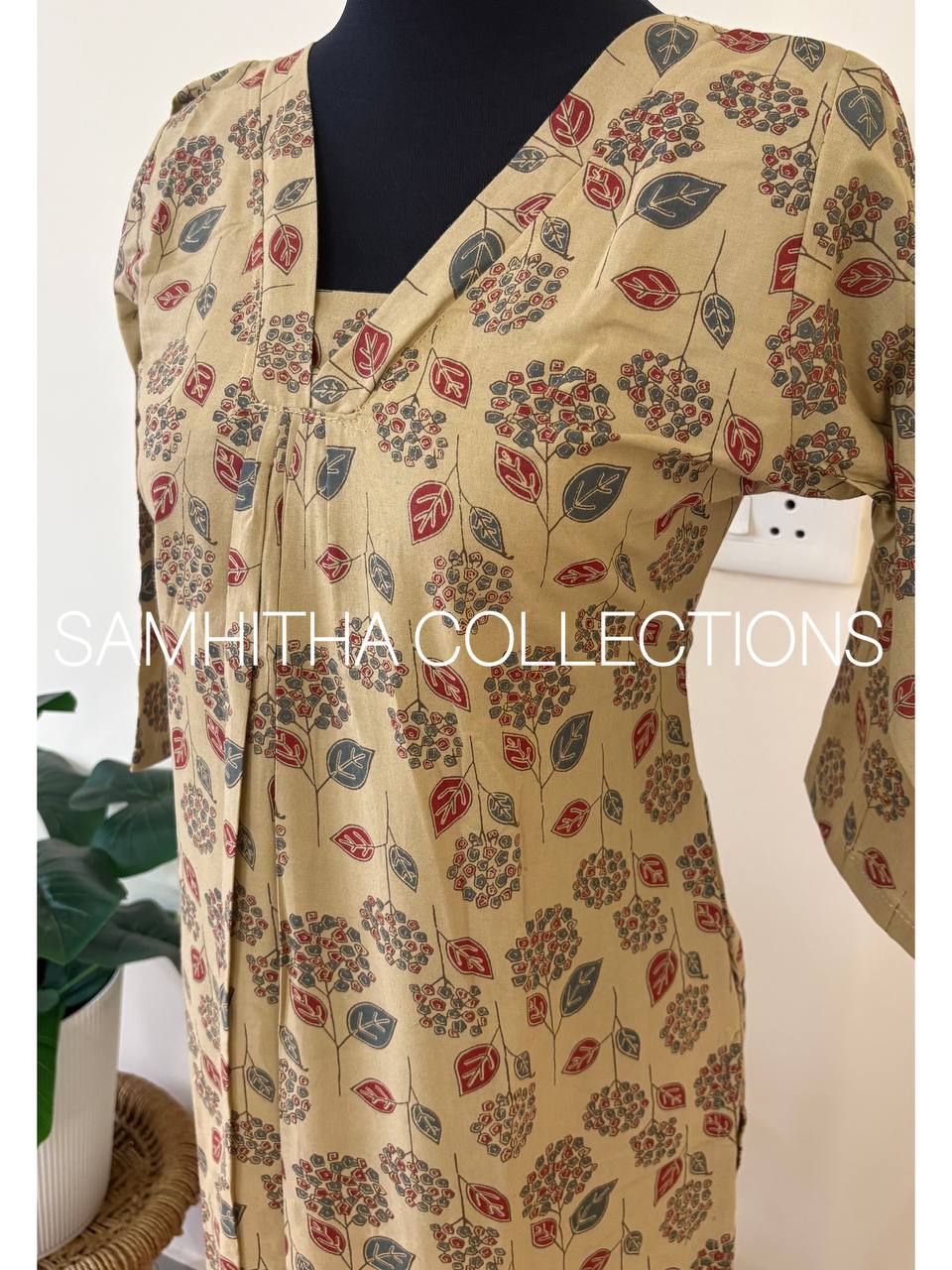 SC3131 - Premium Cotton Kalamkari Inspired Co-Ord Set ,Beige colour
