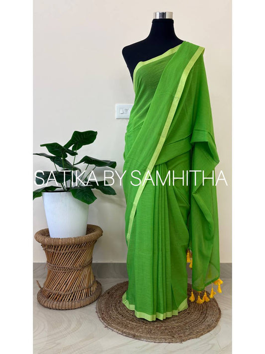 PACHA01 - Pure Mulcotton 120 count saree, Readystock available now
