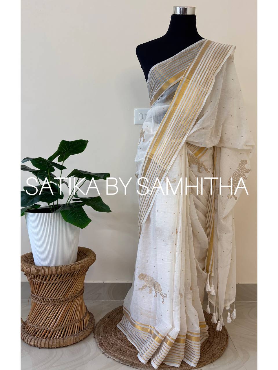 SCST24 - The Durga Gold Saree | Premium Pure 120 Count Mulcotton, Pre booking open now, dispatch within 10 working days