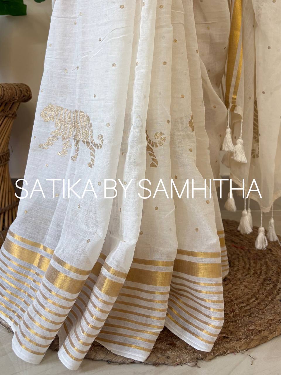 SCST24 - The Durga Gold Saree | Premium Pure 120 Count Mulcotton, Pre booking open now, dispatch within 10 working days