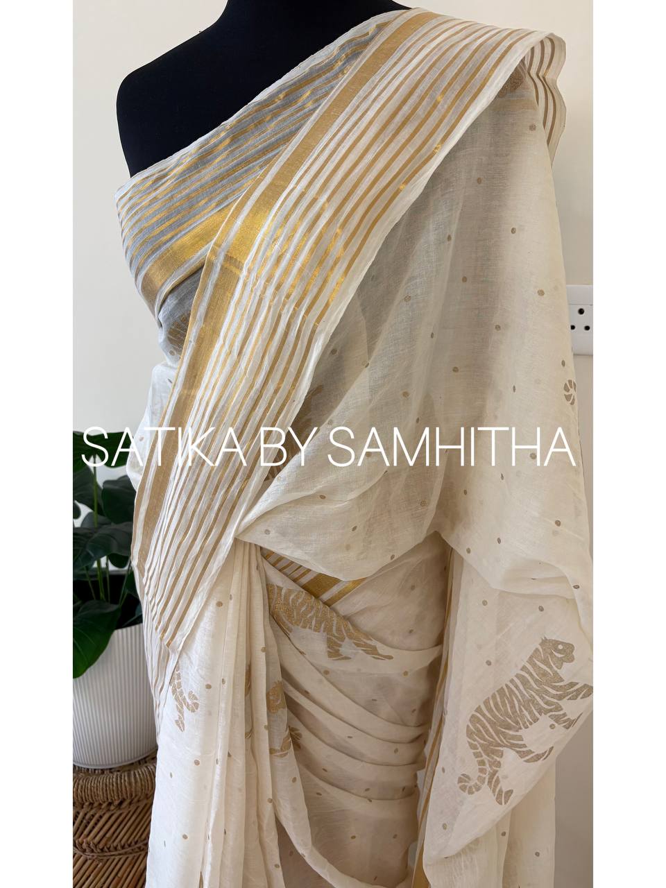 SCST24 - The Durga Gold Saree | Premium Pure 120 Count Mulcotton, Pre booking open now, dispatch within 10 working days