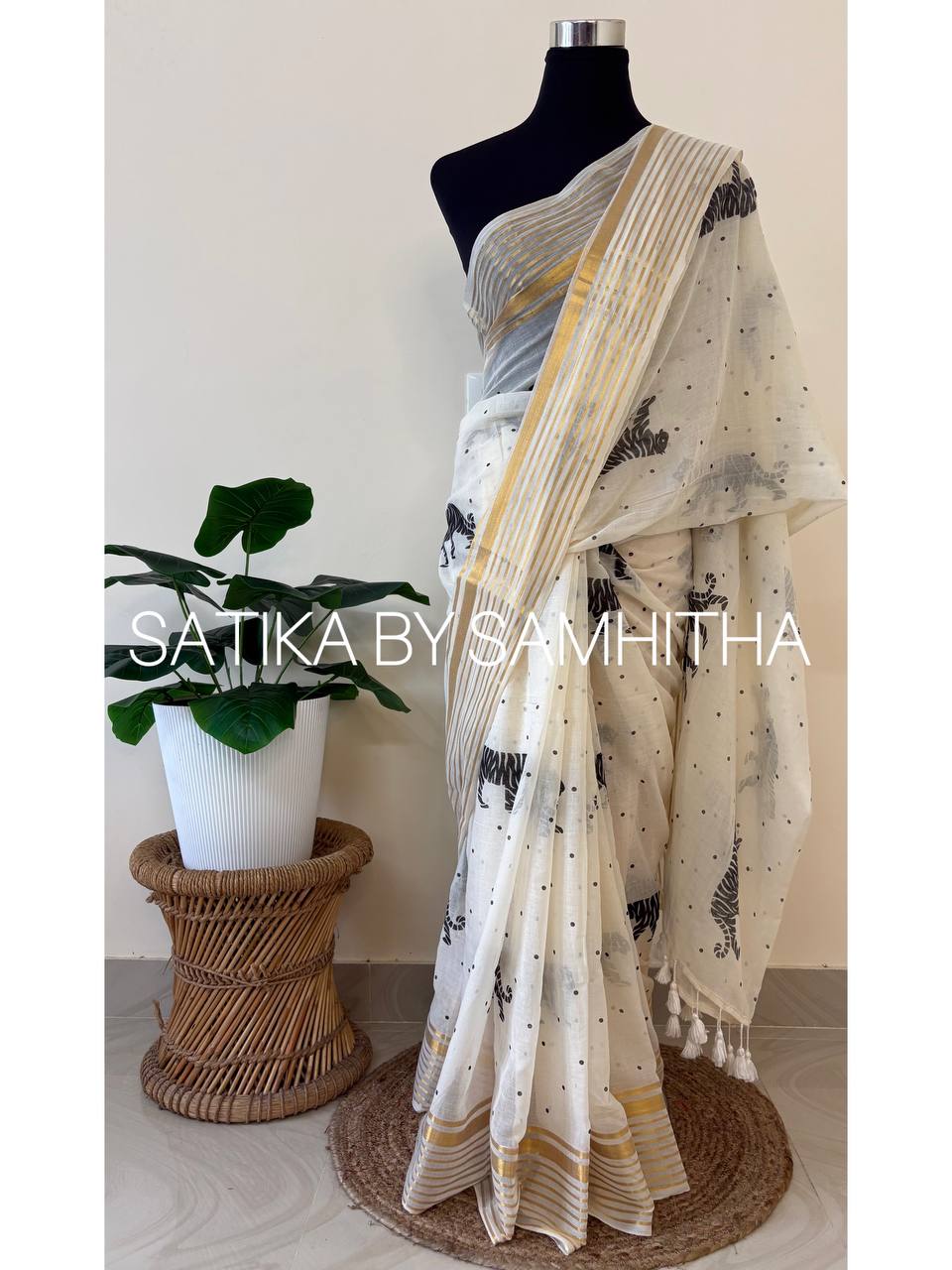 STSC25 - The Durga Black Saree | Premium Pure 120 Count Mulcotton, Pre booking open now, dispatch within 10 working days