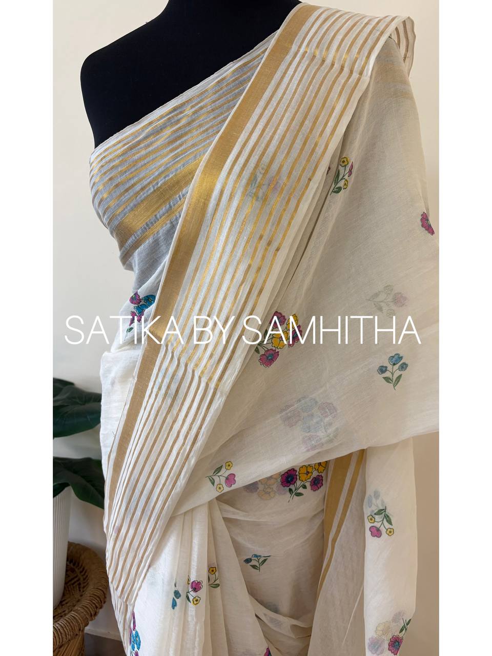 STSC26 - Floral Hand Painted Saree| Premium Pure 120 Count Mulcotton, Pre booking open now, dispatch within 10 working days